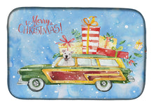 Load image into Gallery viewer, Merry Christmas White Staffordshire Bull Terrier Dish Drying Mat – Absorbent, Artistic Kitchen Essentials CK2433DDM
