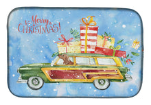 Load image into Gallery viewer, Merry Christmas Red Dachshund Dish Drying Mat – Absorbent, Artistic Kitchen Essentials CK2465DDM