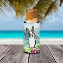 Load image into Gallery viewer, Mountain Flowers Boston Terrier   Hugger for slim cans CK2544MUK