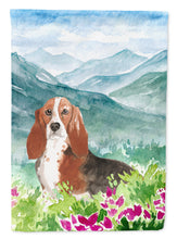 Load image into Gallery viewer, Mountain Flowers Basset Hound Flag Canvas House Size CK2548CHF
