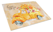 Load image into Gallery viewer, Fall Harvest Yellow Labrador Retriever Glass Cutting Boards – Durable, Decorative Kitchen Art Large CK2651LCB