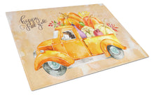 Load image into Gallery viewer, Fall Harvest Dachshund Glass Cutting Boards – Durable, Decorative Kitchen Art Large CK2655LCB