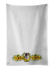 Load image into Gallery viewer, German Shorthaired Pointer in Sunflowers White Kitchen Towel Set of 2