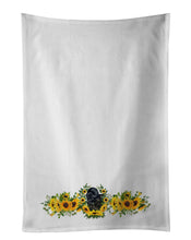 Load image into Gallery viewer, Newfoundland in Sunflowers White Kitchen Towel Set of 2