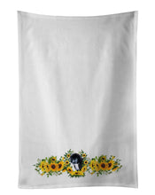 Load image into Gallery viewer, Newfoundland Puppy in Sunflowers White Kitchen Towel Set of 2