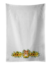 Load image into Gallery viewer, Sheltie in Sunflowers White Kitchen Towel Set of 2