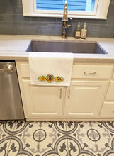Load image into Gallery viewer, Brown Cockapoo in Sunflowers White Kitchen Towel Set of 2