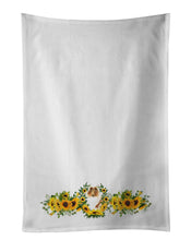 Load image into Gallery viewer, Collie in Sunflowers White Kitchen Towel Set of 2