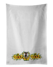 Load image into Gallery viewer, Rottweiler in Sunflowers White Kitchen Towel Set of 2