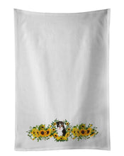 Load image into Gallery viewer, Bernese Mountain Dog in Sunflowers White Kitchen Towel Set of 2