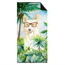 Load image into Gallery viewer, White Collie Beach Towel – Premium Towel Large, Colorful, and Ultra-Soft for Pool or Beach CK2992TWL3060