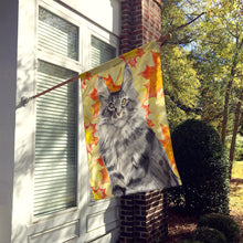 Load image into Gallery viewer, Maine Coon Fall Leaves Flag Canvas House Size CK3079CHF
