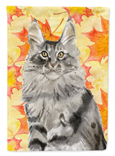 Load image into Gallery viewer, Maine Coon Fall Leaves Flag Canvas House Size CK3079CHF