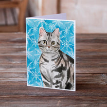 Load image into Gallery viewer, American Shorthair Winter Snowflake Greeting Cards -  Blank Note Cards – 8-Pack of Artist-Designed Cards with Envelopes