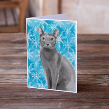 Load image into Gallery viewer, Blue Russian Winter Snowflake Greeting Cards -  Blank Note Cards – 8-Pack of Artist-Designed Cards with Envelopes
