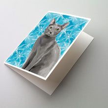 Load image into Gallery viewer, Blue Russian Winter Snowflake Greeting Cards -  Blank Note Cards – 8-Pack of Artist-Designed Cards with Envelopes