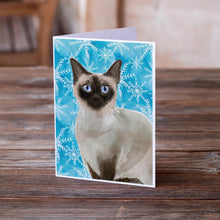 Load image into Gallery viewer, Siamese Winter Snowflake Greeting Cards -  Blank Note Cards – 8-Pack of Artist-Designed Cards with Envelopes