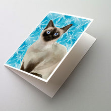 Load image into Gallery viewer, Siamese Winter Snowflake Greeting Cards -  Blank Note Cards – 8-Pack of Artist-Designed Cards with Envelopes