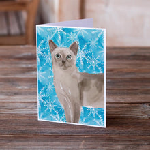 Load image into Gallery viewer, Tonkinese Winter Snowflake Greeting Cards -  Blank Note Cards – 8-Pack of Artist-Designed Cards with Envelopes