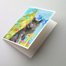 Load image into Gallery viewer, British Shorthair Christmas Presents Greeting Cards -  Blank Note Cards – 8-Pack of Artist-Designed Cards with Envelopes