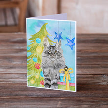 Load image into Gallery viewer, Maine Coon Christmas Presents Greeting Cards -  Blank Note Cards – 8-Pack of Artist-Designed Cards with Envelopes