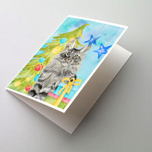 Load image into Gallery viewer, Maine Coon Christmas Presents Greeting Cards -  Blank Note Cards – 8-Pack of Artist-Designed Cards with Envelopes