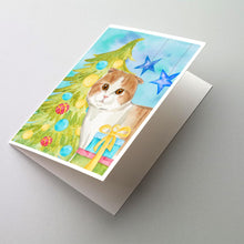 Load image into Gallery viewer, Scottish Fold Christmas Presents Greeting Cards -  Blank Note Cards – 8-Pack of Artist-Designed Cards with Envelopes