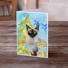 Load image into Gallery viewer, Siamese Christmas Presents Greeting Cards -  Blank Note Cards – 8-Pack of Artist-Designed Cards with Envelopes