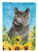 Load image into Gallery viewer, British Shorthair in Sunflowers Garden Flag - Outdoor Decorative Yard Flag CK3153GF