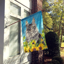 Load image into Gallery viewer, Maine Coon in Sunflowers Flag Canvas House Size CK3154CHF