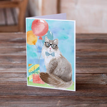 Load image into Gallery viewer, Siberian Happy Birthday Greeting Cards -  Blank Note Cards – 8-Pack of Artist-Designed Cards with Envelopes