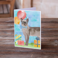 Load image into Gallery viewer, Tonkinese Happy Birthday Greeting Cards -  Blank Note Cards – 8-Pack of Artist-Designed Cards with Envelopes