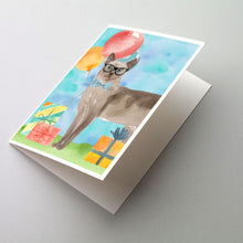 Load image into Gallery viewer, Tonkinese Happy Birthday Greeting Cards -  Blank Note Cards – 8-Pack of Artist-Designed Cards with Envelopes