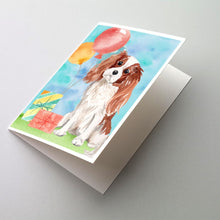 Load image into Gallery viewer, Happy Birthday Blenheim Cavalier Spaniel Greeting Cards -  Blank Note Cards – 8-Pack of Artist-Designed Cards with Envelopes