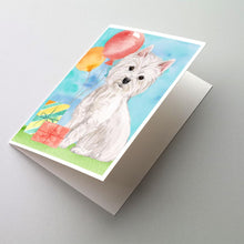 Load image into Gallery viewer, Happy Birthday Westie Greeting Cards -  Blank Note Cards – 8-Pack of Artist-Designed Cards with Envelopes