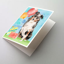 Load image into Gallery viewer, Happy Birthday Australian Shepherd Greeting Cards -  Blank Note Cards – 8-Pack of Artist-Designed Cards with Envelopes