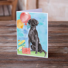 Load image into Gallery viewer, Happy Birthday Black Labrador Retriever Greeting Cards -  Blank Note Cards – 8-Pack of Artist-Designed Cards with Envelopes