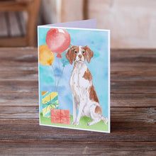 Load image into Gallery viewer, Happy Birthday Brittany Spaniel Greeting Cards -  Blank Note Cards – 8-Pack of Artist-Designed Cards with Envelopes