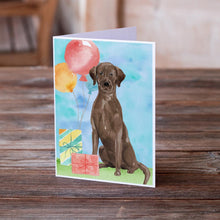 Load image into Gallery viewer, Happy Birthday Chocolate Labrador Retriever Greeting Cards -  Blank Note Cards – 8-Pack of Artist-Designed Cards with Envelopes