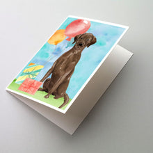 Load image into Gallery viewer, Happy Birthday Chocolate Labrador Retriever Greeting Cards -  Blank Note Cards – 8-Pack of Artist-Designed Cards with Envelopes