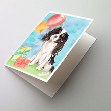 Load image into Gallery viewer, Happy Birthday Tricolor Cavalier Spaniel Greeting Cards -  Blank Note Cards – 8-Pack of Artist-Designed Cards with Envelopes