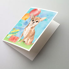 Load image into Gallery viewer, Happy Birthday Chihuahua Greeting Cards -  Blank Note Cards – 8-Pack of Artist-Designed Cards with Envelopes
