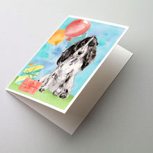 Load image into Gallery viewer, Happy Birthday Black Parti Cocker Spaniel Greeting Cards -  Blank Note Cards – 8-Pack of Artist-Designed Cards with Envelopes