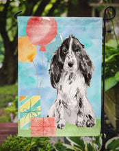 Load image into Gallery viewer, Happy Birthday Black Parti Cocker Spaniel Garden Flag - Outdoor Decorative Yard Flag CK3247GF