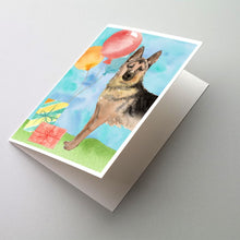 Load image into Gallery viewer, Happy Birthday German Shepherd Greeting Cards -  Blank Note Cards – 8-Pack of Artist-Designed Cards with Envelopes