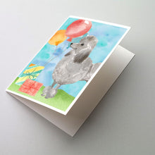 Load image into Gallery viewer, Happy Birthday Silver Poodle Greeting Cards -  Blank Note Cards – 8-Pack of Artist-Designed Cards with Envelopes