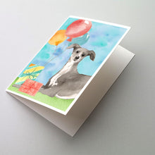 Load image into Gallery viewer, Happy Birthday Italian Greyhound Greeting Cards -  Blank Note Cards – 8-Pack of Artist-Designed Cards with Envelopes