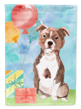 Load image into Gallery viewer, Happy Birthday Red Staffie Bull Flag Canvas House Size CK3261CHF