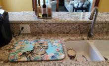 Load image into Gallery viewer, American Shorthair Brown Tabby Spring Flowers Dish Drying Mat – Absorbent, Artistic Kitchen Essentials CK3387DDM