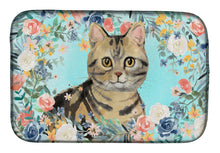 Load image into Gallery viewer, American Shorthair Brown Tabby Spring Flowers Dish Drying Mat – Absorbent, Artistic Kitchen Essentials CK3387DDM